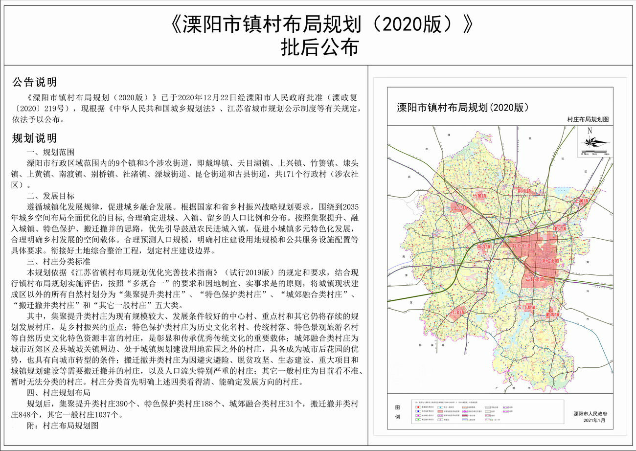 溧阳市镇村布局规划(2020版)批后公布,溧阳房产网